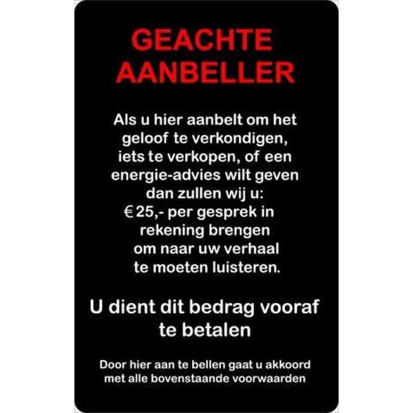 Brievenbussticker  - Geachte aanbeller....