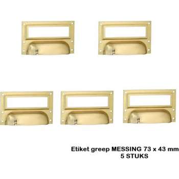 Etiketgreep - 73x43mm`- MESSING - 5 STUKS