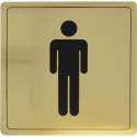 Heren toilet – zelfklevend Deurbordje Sticker - Gouden Aluminium – 14 x14cm