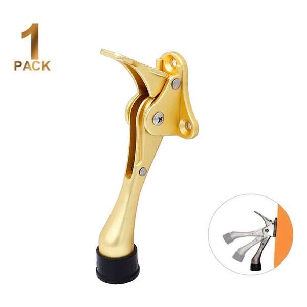 Deurstopper -gold plated- Deurvastzetter - Kick down deurstop binnen buiten - Deurbuffer - Deurhouder open Verstelbaar-