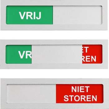 Schuifbordje Vrij - Niet Storen deur bordje - 100 mm x 28 mm - Met maar 4 mm dikte geen blok op je deur - Promessa-Design.