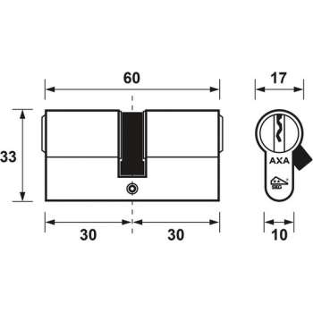 AXA 7211-00-08/BL Dubbele veiligheidscilinder Security 30-30 - 60x17mm