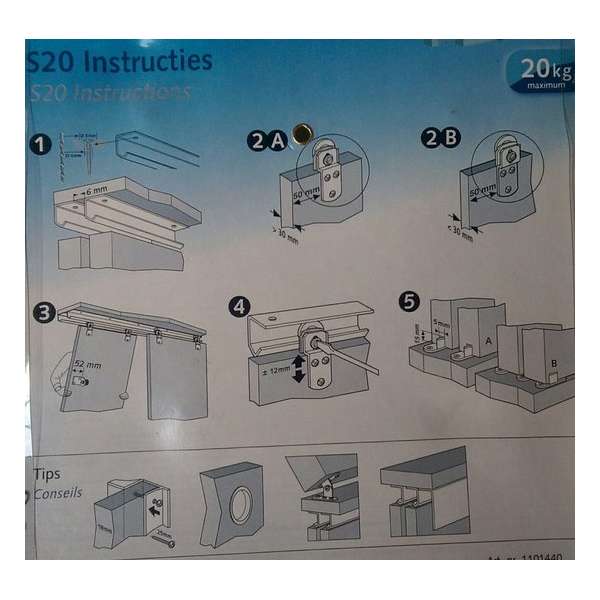 Essentials schuifdeurgarnituur s20-n staal verzinkt 20 kg