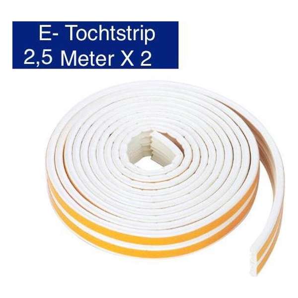 KD | Small E Tochtstrip | 2,5  meter X 2  | Water, vocht en wind werend | Wit Tochtband