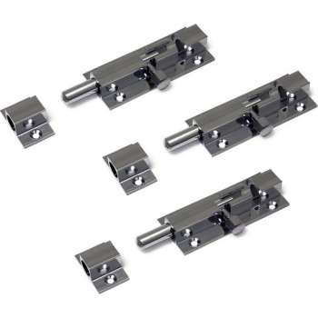 3x stuks profielgrendel - rolschuiven - messing verchroomd 6,6 x 2,5 cm