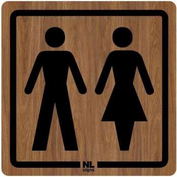 WC sticker man-vrouw 10x10 cm HOUTLOOK