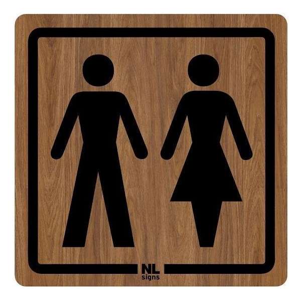 WC sticker man-vrouw 10x10 cm HOUTLOOK