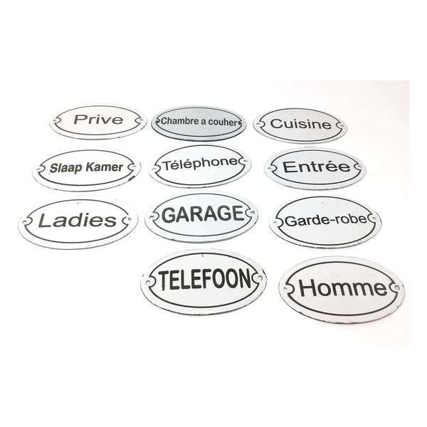 Emaille Deurbordjes Garage Prive Ladies (set van 11)