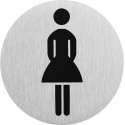 Aluminium deurbordje " pictogram dames WC " Ø75mm