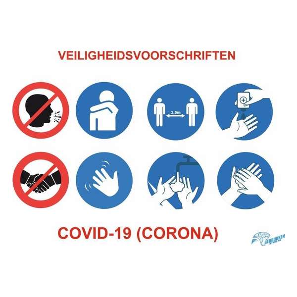 Veiligheidssticker Corona - Covid-19 - richtlijnen - hygiene maatregelen