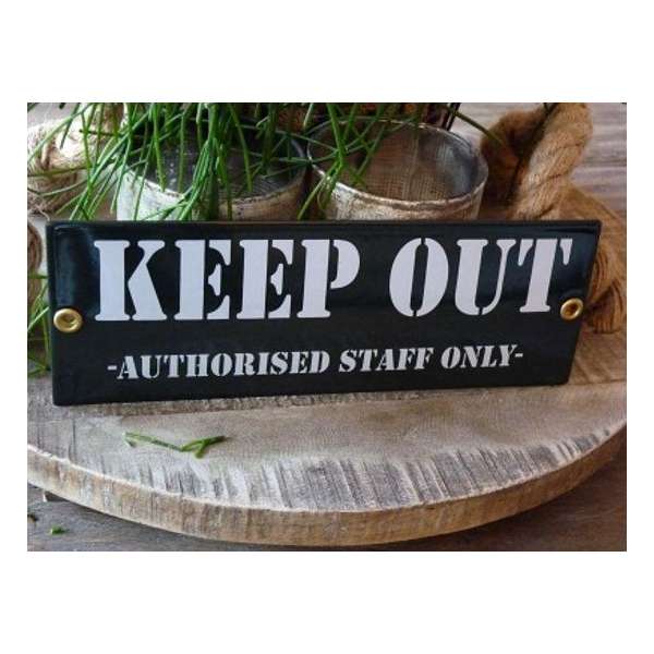 Emaille bord 'Keep out'