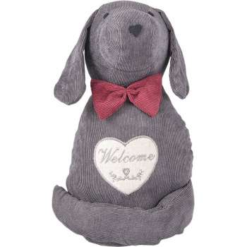 Clayre & Eef Deurstopper Hond 17*15*29 cm Grijs Katoen / polyester Deurklem Deurwig