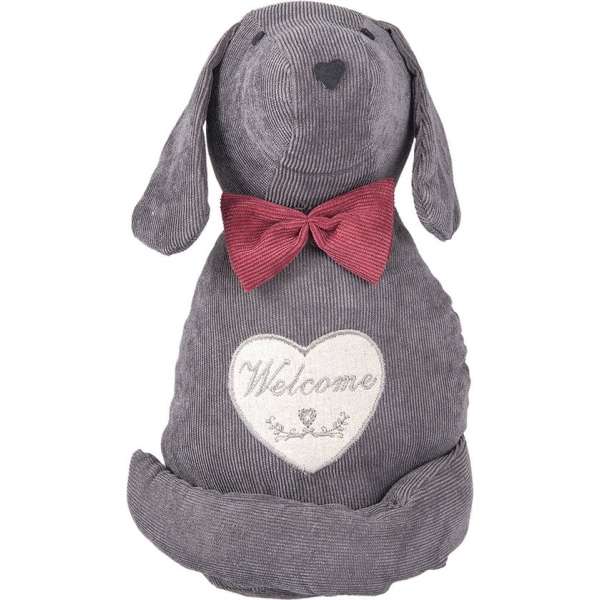 Clayre & Eef Deurstopper Hond 17*15*29 cm Grijs Katoen / polyester Deurklem Deurwig