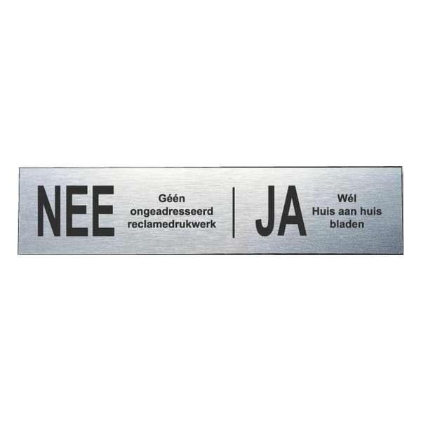 Nee-Ja brievenbusplaatje van RVS-look, 150x35 mm