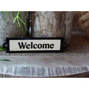 Emaille deurbordje recht 'Welcome'