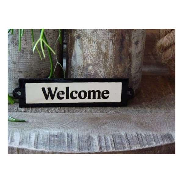 Emaille deurbordje recht 'Welcome'