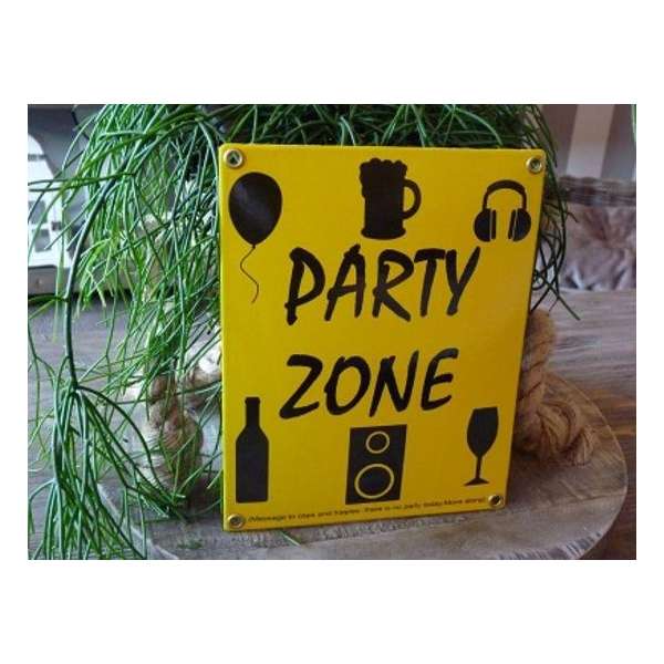 Emaille bord 'Party zone'