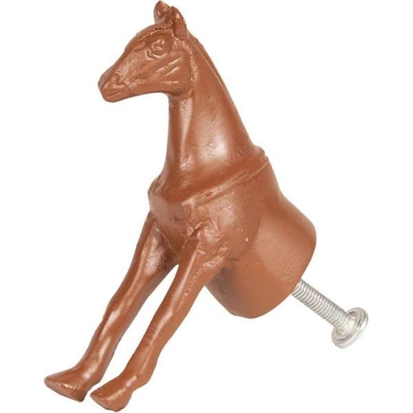 Clayre & Eef Deurknop Paard 6*5 cm Bruin Aluminium Meubelknop