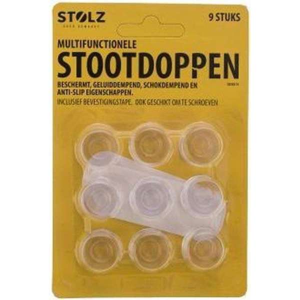 Stootdoppen xl - 9 stuks - incl. bevestigingstape --een diameter van 15 mm en een hoogte van 10 mm