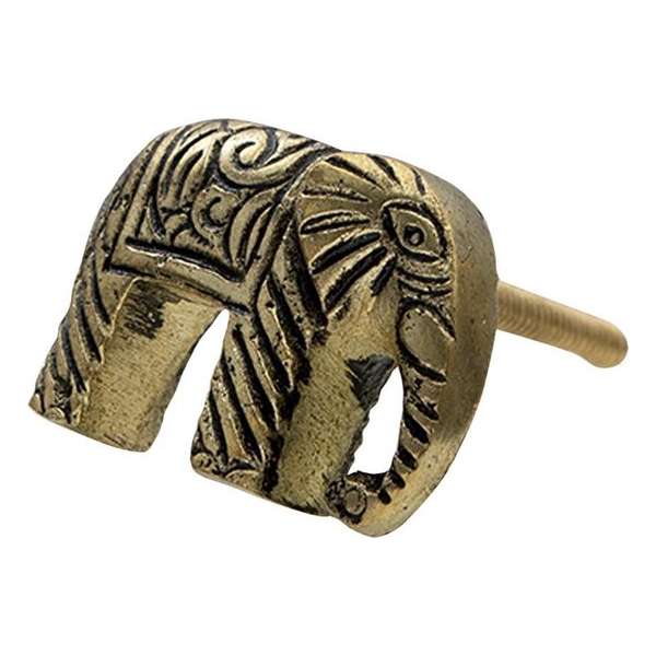 Clayre & Eef Deurknop Olifant 4*3*3 cm Goudkleurig Steen Meubelknop