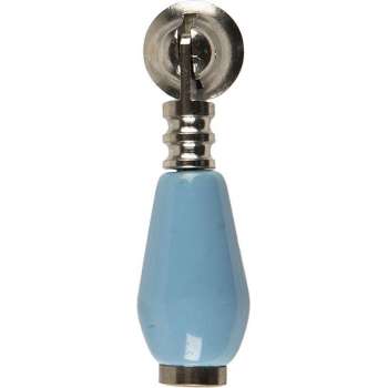 Clayre & Eef Deurknop 2*6 cm Blauw Keramiek Meubelknop