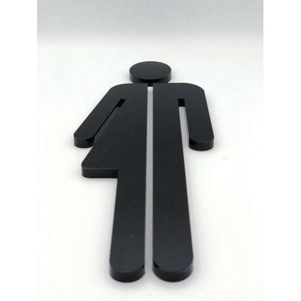 Dames en Heren toilet pictogram - 15 cm - zwart acrylaat - Promessa-Design.