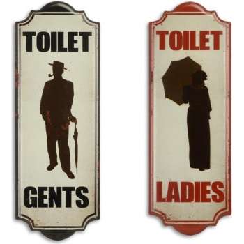 MadDeco - metalen - toilet - borden - gents - ladies - set