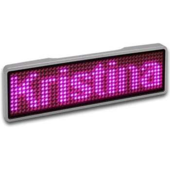 Sertronics LED naamplaatje 9.3x3cm zilveren rand - LED Kleur - Roze