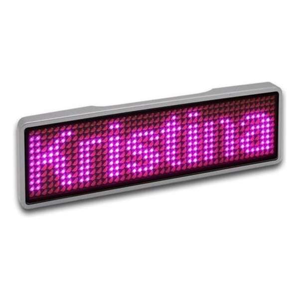 Sertronics LED naamplaatje 9.3x3cm zilveren rand - LED Kleur - Roze