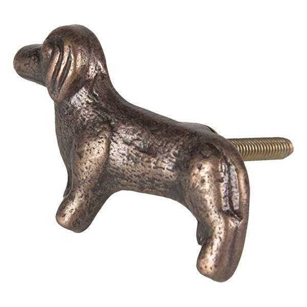 Clayre & Eef Deurknop Hond 5*5 cm Bruin Ijzer Meubelknop