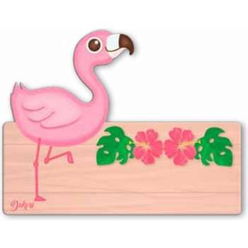 Naambord Flamingo - Kind - Meisje - Hout - Dekori - Babykamer - Kinderkamer