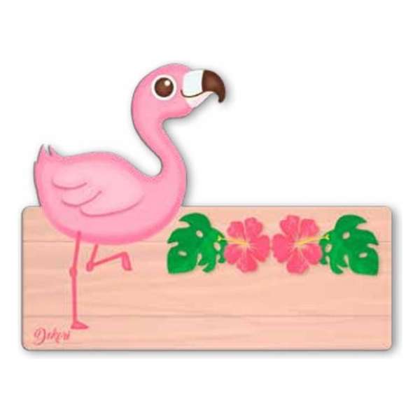 Naambord Flamingo - Kind - Meisje - Hout - Dekori - Babykamer - Kinderkamer