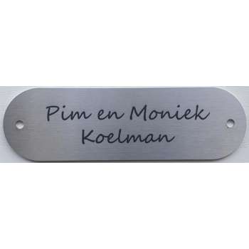 RVS naambordje voordeur | RVS naamplaatje brievenbus 15x4.5cm