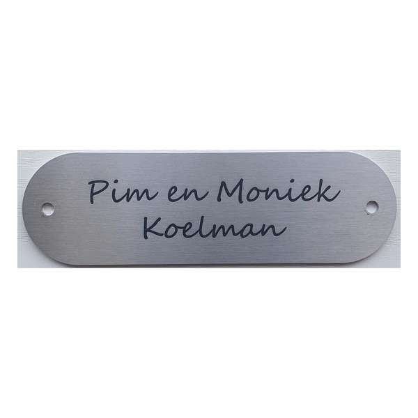 RVS naambordje voordeur | RVS naamplaatje brievenbus 15x4.5cm