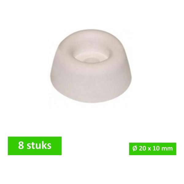 TQ4U stootdop closetbuffer - Ø 20 mm x 10 mm hoog - kunststof - off white - 8 STUKS