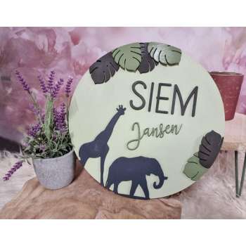 Jungle naambord rond 30 cm