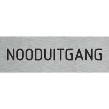 Deurbordje - nooduitgang bord - bordje - nooduitgang - rechthoekig met RVS look