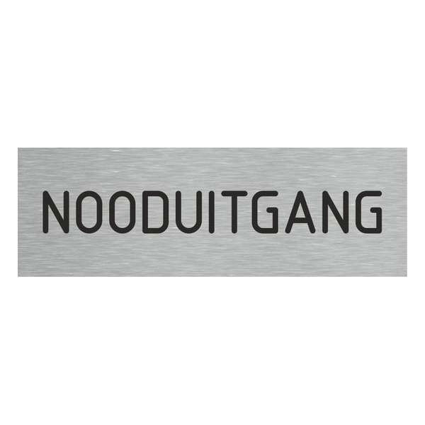 Deurbordje - nooduitgang bord - bordje - nooduitgang - rechthoekig met RVS look