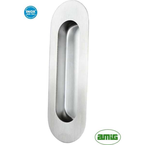 AMIG Schuifdeurkom 150x50mm – gebosteld RVS 304 – ovaal blind – schuifdeurbeslag – schuifdeursysteem – loftdeur