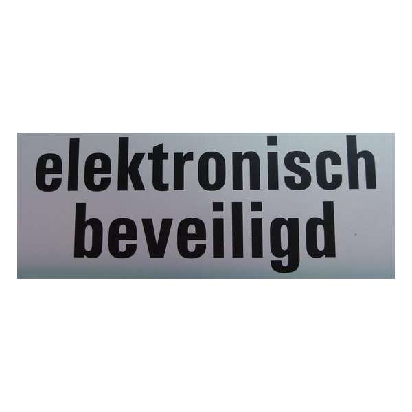 Aluminium deurbordje tekst: electronisch beveiligd Zelfklevend | 130x50x0,5 mm | deur bordje electronisch beveiligd