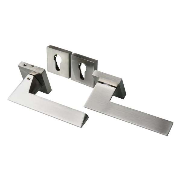 AMIG Deurklink 146mm + Rozet 51mm – Sleutelgaat – Aluminium – Vierkant