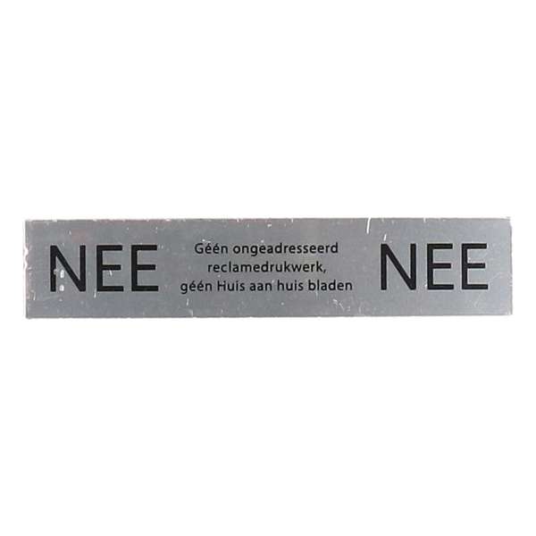 Nee-Nee brievenbusplaatje van RVS-look, 150x35 mm