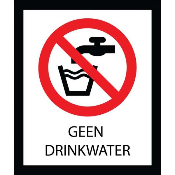 Bord ISO7010 Verboden Geen drinkwater 20 x 24 cm