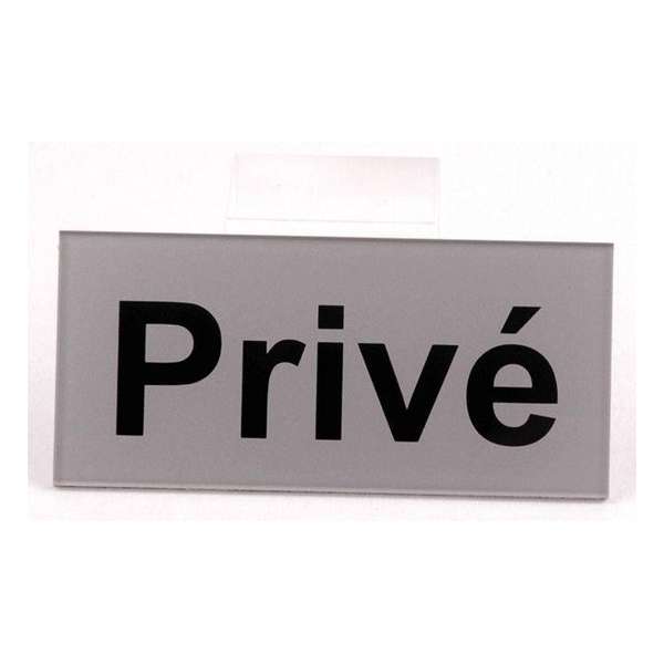 Privé Deurbordje helder acrylaat - 60 mm x 130 mm - Bevestiging 3M plakstrip - Promessa-Design.