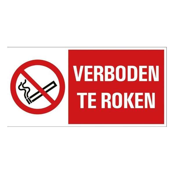 Pickup - Verboden te roken - conform NEN-EN-ISO 7010 bord 30x15 cm