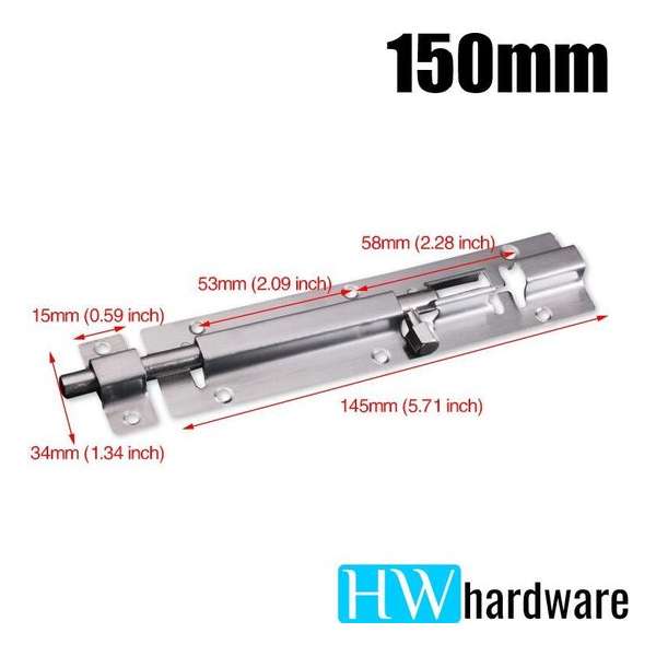 Schuifgrendel - RVS - 150mm