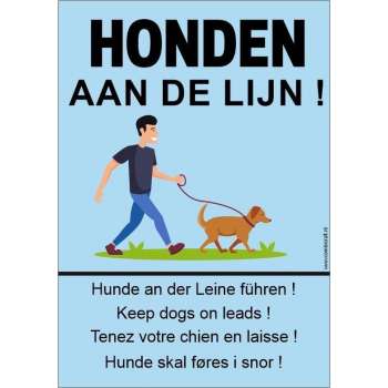 Bordje - Honden aan de lijn - honden aangelijnd