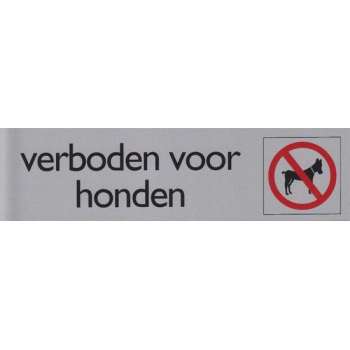 Deurbordje pictogram verboden voor honden 165x44mm