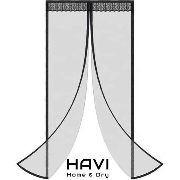 HAVI Home & Dry - Magnetisch Vliegengordijn - 100 x 230 cm - Zwart - Breedte Deur: 90cm - Lichtgewicht - Makkelijk te plaatsen