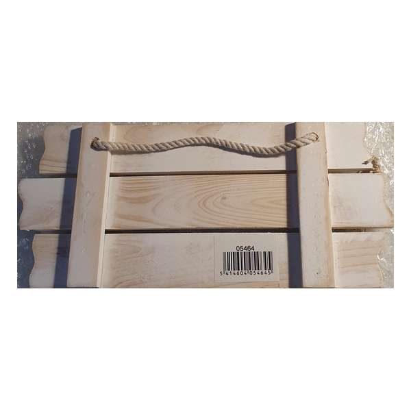 Toilet - Wand-Deurbord - Hout - Zeeleven -  24 x 11 x 2 cm - Met Ophanglus van Gedraaid Touw